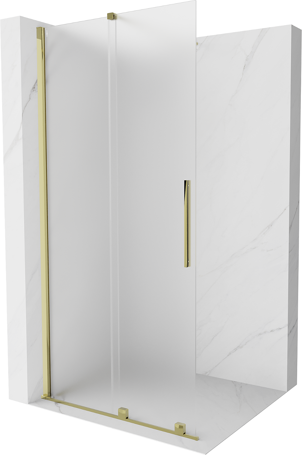 Mexen Velar Duschwand Walk-in 100 x 200 cm, satiniert 8 mm, gold - 871-100-000-33-50