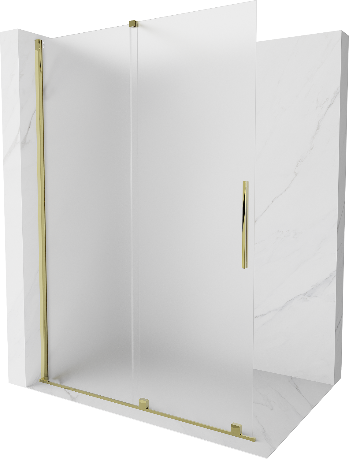 Mexen Velar Duschwand Walk-in 130 x 200 cm, mattiert 8 mm, gold - 871-130-000-33-50