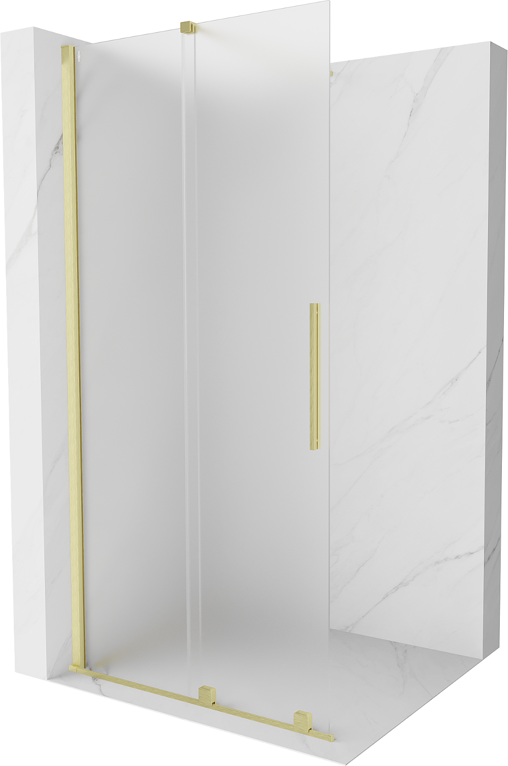 Mexen Velar Walk-in-Duschwand 75 x 200 cm, satiniert 8 mm, gebürstetes Gold - 871-075-000-33-55