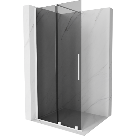 Mexen Velar Duschwand Walk-in 75 x 200 cm, grafit 8 mm, weiß - 871-075-000-43-20