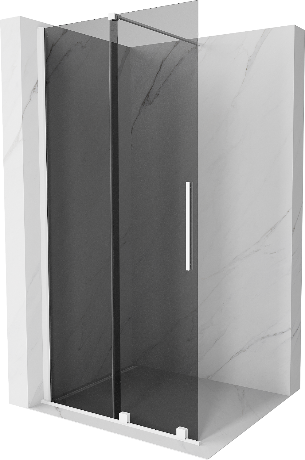 Mexen Velar Duschwand Walk-in 75 x 200 cm, grafit 8 mm, weiß - 871-075-000-43-20