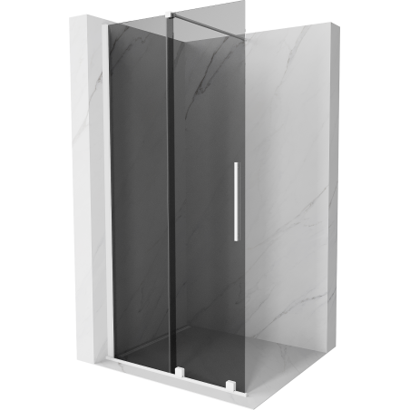 Mexen Velar Duschwand schiebbar Walk-in 100 x 200 cm, graphit 8 mm, weiß - 871-100-000-43-20