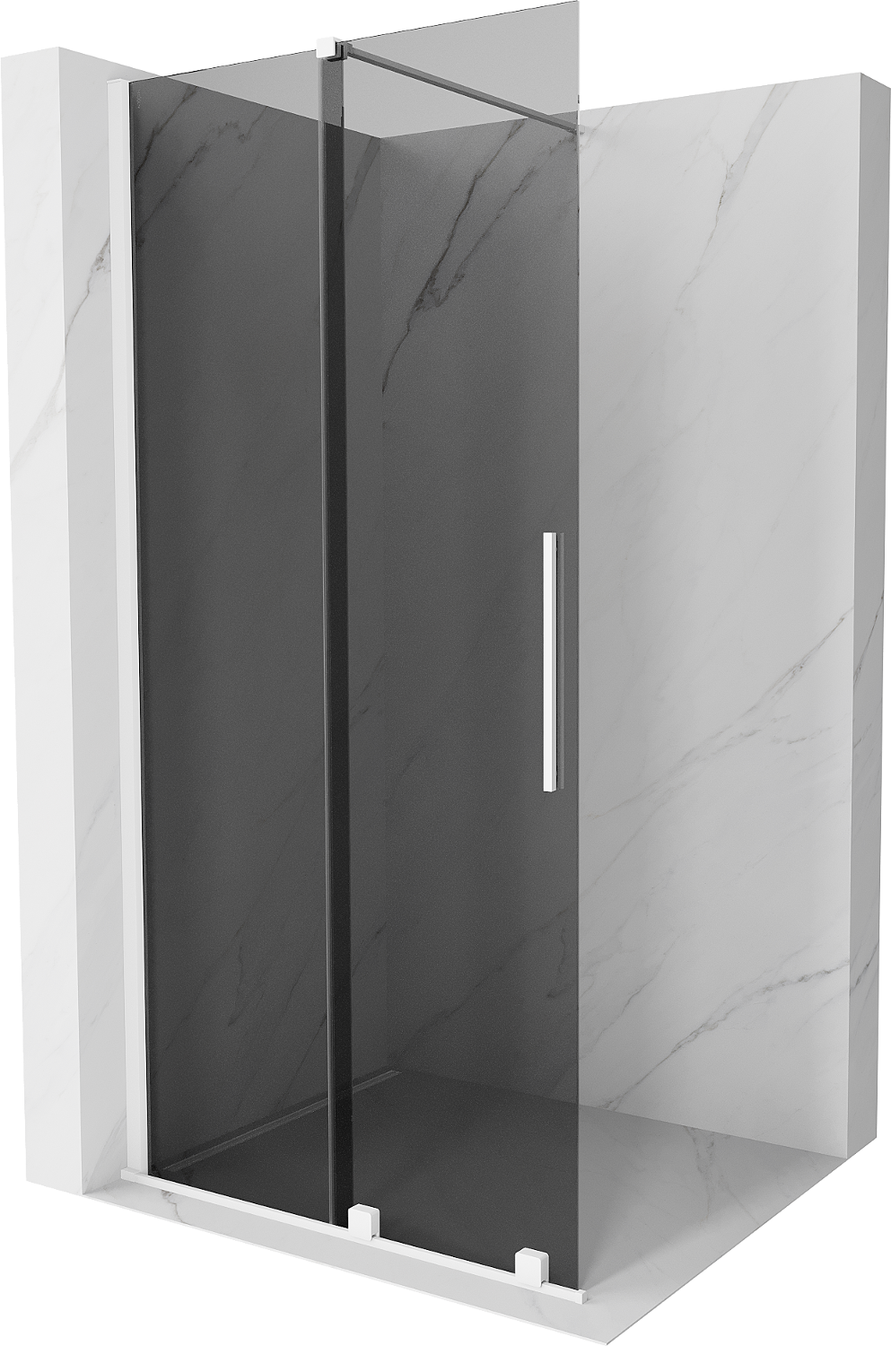 Mexen Velar Duschwand schiebbar Walk-in 100 x 200 cm, graphit 8 mm, weiß - 871-100-000-43-20