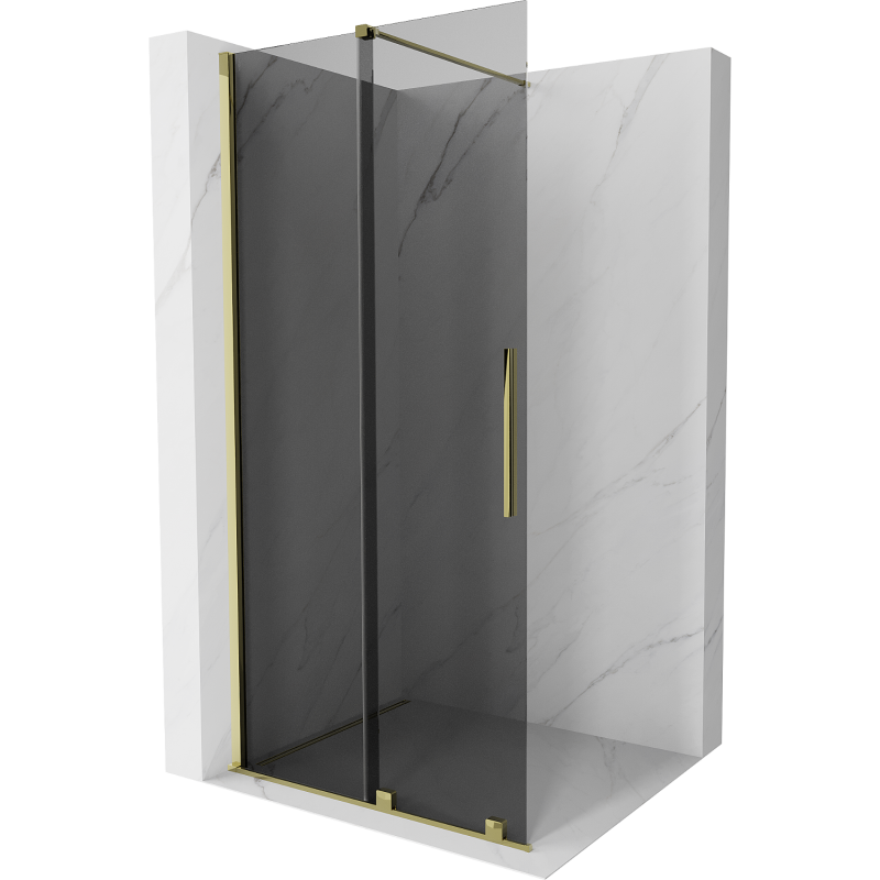 Mexen Velar Duschwand Schiebefunktion Walk-in 70 x 200 cm, graphit 8 mm, gold - 871-070-000-43-50