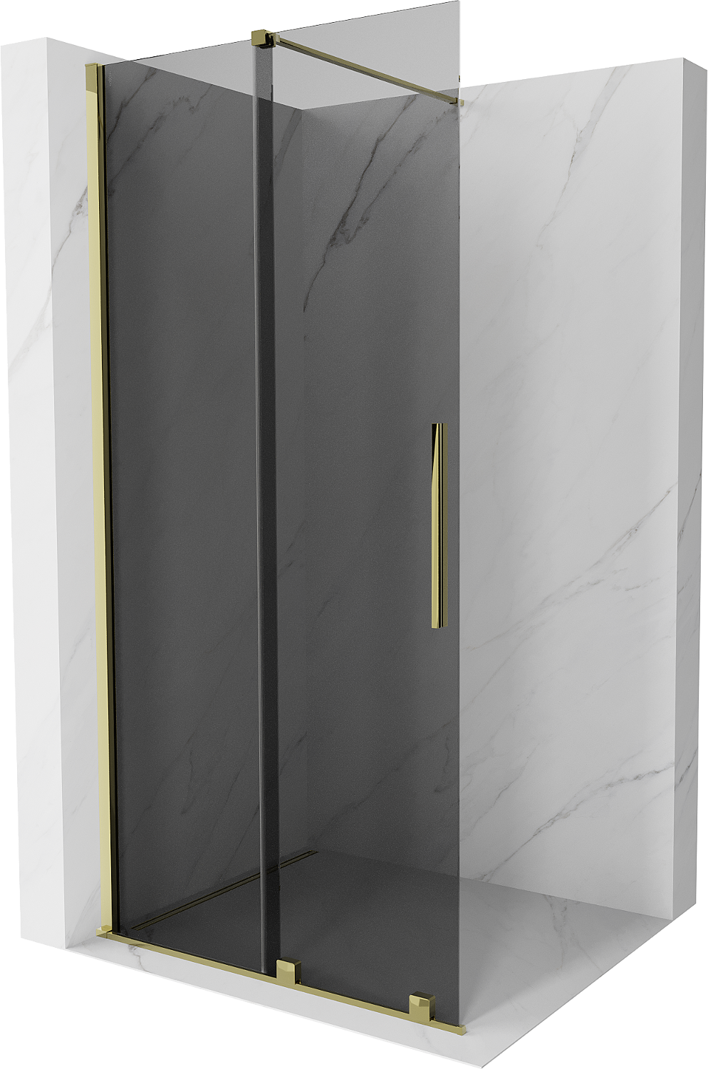 Mexen Velar Duschwand Schiebefunktion Walk-in 70 x 200 cm, graphit 8 mm, gold - 871-070-000-43-50