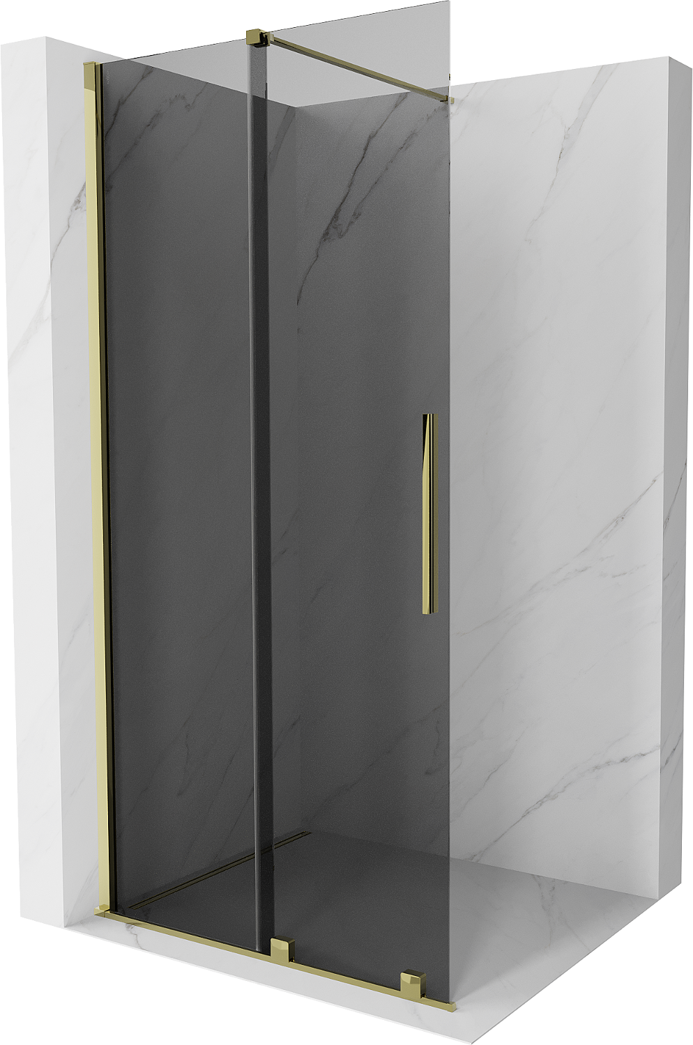 Mexen Velar Duschwand Walk-in 80 x 200 cm, graphit 8 mm, gold - 871-080-000-43-50