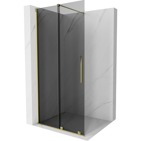 Mexen Velar Duschwand schiebbar Walk-in 85 x 200 cm, grafit 8 mm, gold - 871-085-000-43-50