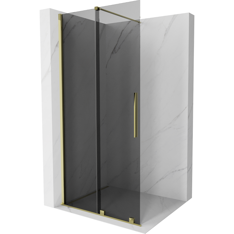 Mexen Velar Duschwand faltbar Walk-in 110 x 200 cm, grafit 8 mm, gold - 871-110-000-43-50