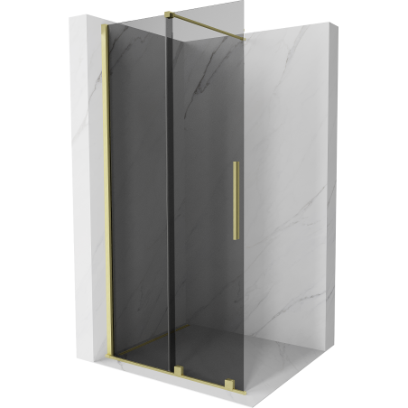 Mexen Velar duschkabine Schiebetür Walk-in 90 x 200 cm, grafit 8 mm, gebürstetes Gold - 871-090-000-43-55