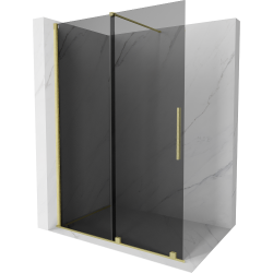 Mexen Velar Walk-in Duschwand 140 x 200 cm, grafit 8 mm, gebürstet Gold - 871-140-000-43-55