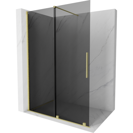 Mexen Velar Walk-in Duschwand 140 x 200 cm, grafit 8 mm, gebürstet Gold - 871-140-000-43-55