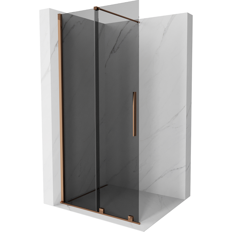 Mexen Velar Duschwand verschiebbar Walk-in 100 x 200 cm, grafit 8 mm, roségold - 871-100-000-43-60