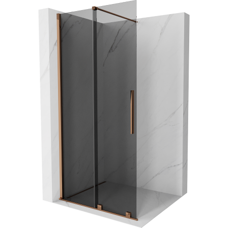 Mexen Velar Duschwand verschiebbar Walk-in 100 x 200 cm, grafit 8 mm, roségold - 871-100-000-43-60