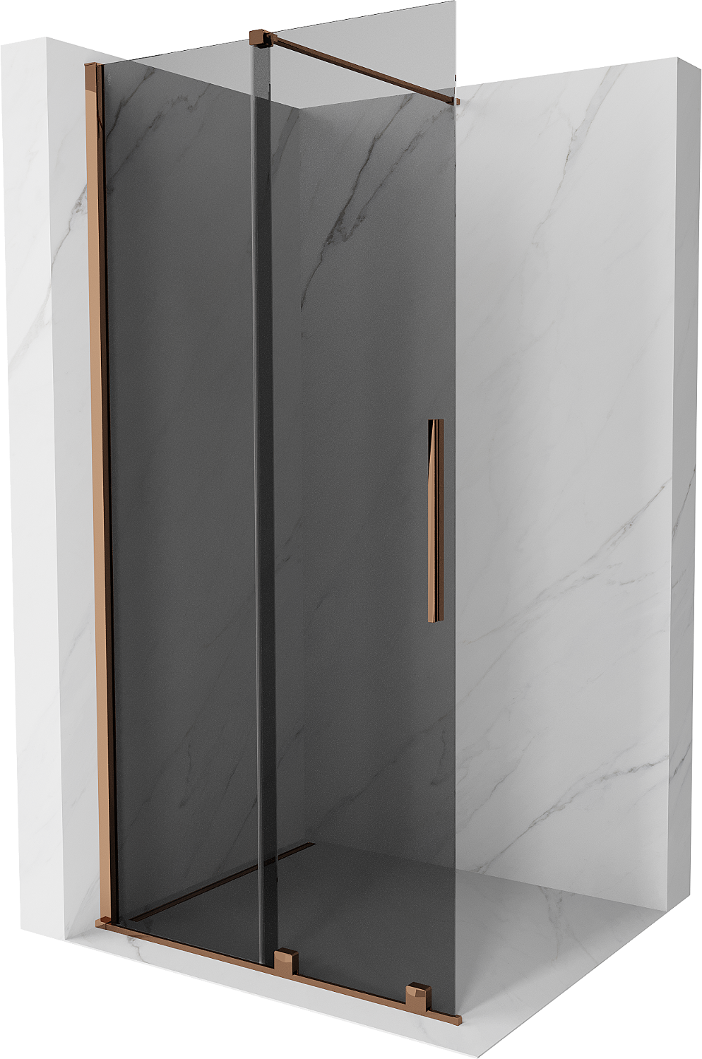 Mexen Velar Duschwand verschiebbar Walk-in 100 x 200 cm, grafit 8 mm, roségold - 871-100-000-43-60