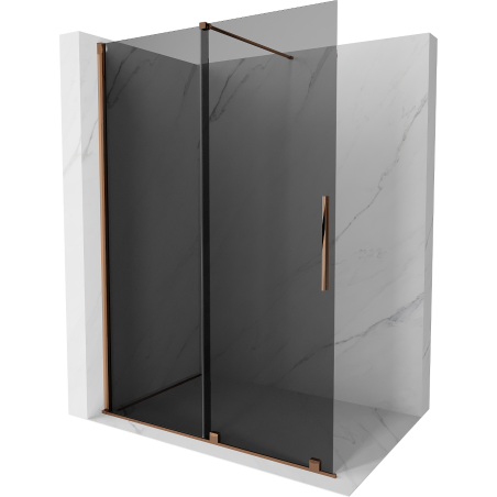 Mexen Velar Duschwand Walk-in 160 x 200 cm, graphit 8 mm, rosé-gold - 871-160-000-43-60