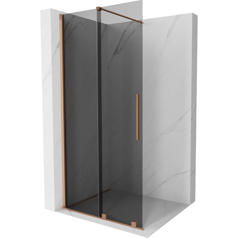 Mexen Velar Duschwand Walk-in 90 x 200 cm, graphit 8 mm, gebürstetes Messing - 871-090-000-43-65