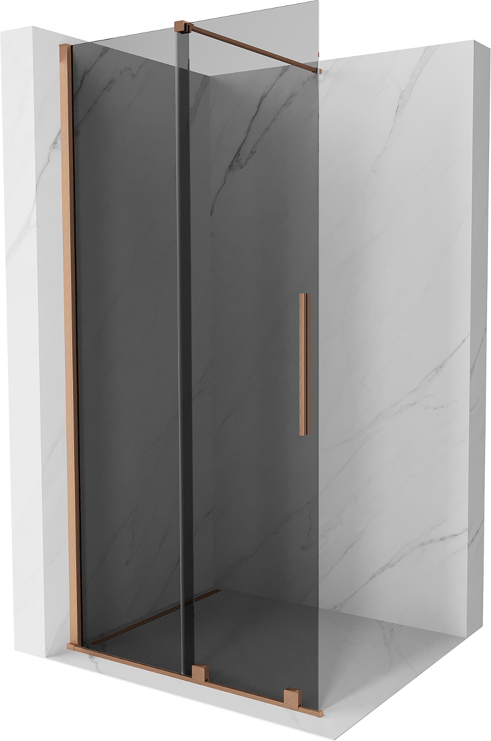 Mexen Velar Duschwand Walk-in 90 x 200 cm, graphit 8 mm, gebürstetes Messing - 871-090-000-43-65