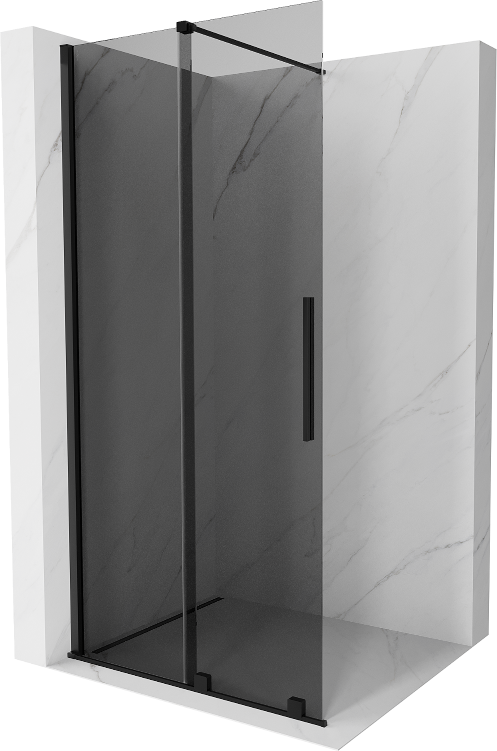 Mexen Velar Walk-in-Duschwand 80 x 200 cm, grafit 8 mm, schwarz - 871-080-000-43-70