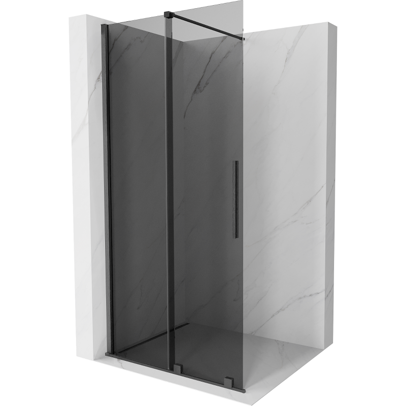 Mexen Velar Walk-in-Duschwand 110 x 200 cm, 8 mm graues Glas, gebürstetes Gun Gray - 871-110-000-43-66