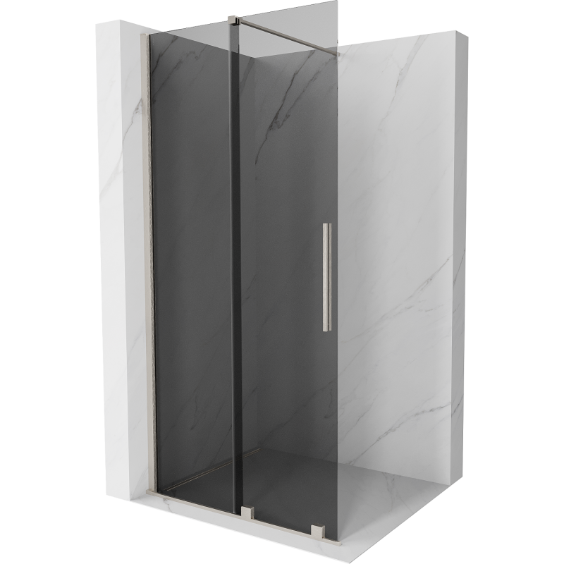 Mexen Velar Dusche Wandschirm ausziehbar Walk-in 75 x 200 cm, graphit 8 mm, gebürstetes Nickel - 871-075-000-43-97