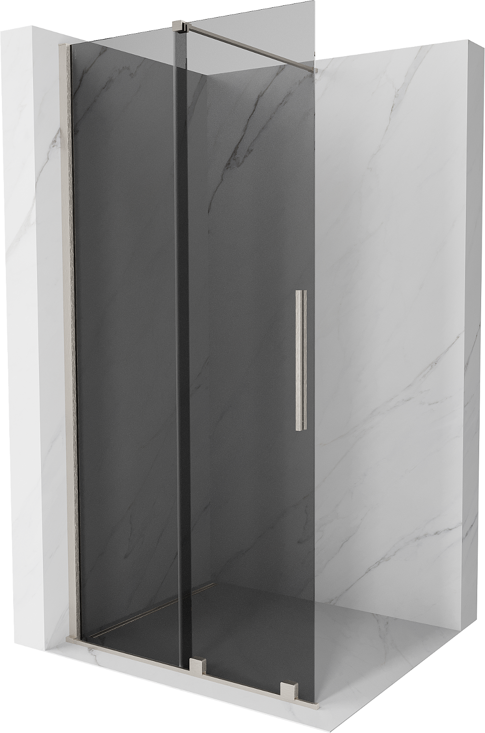 Mexen Velar Duschwand schiebbar Walk-in 110 x 200 cm, grafit 8 mm, gebürsteter Nickel - 871-110-000-43-97