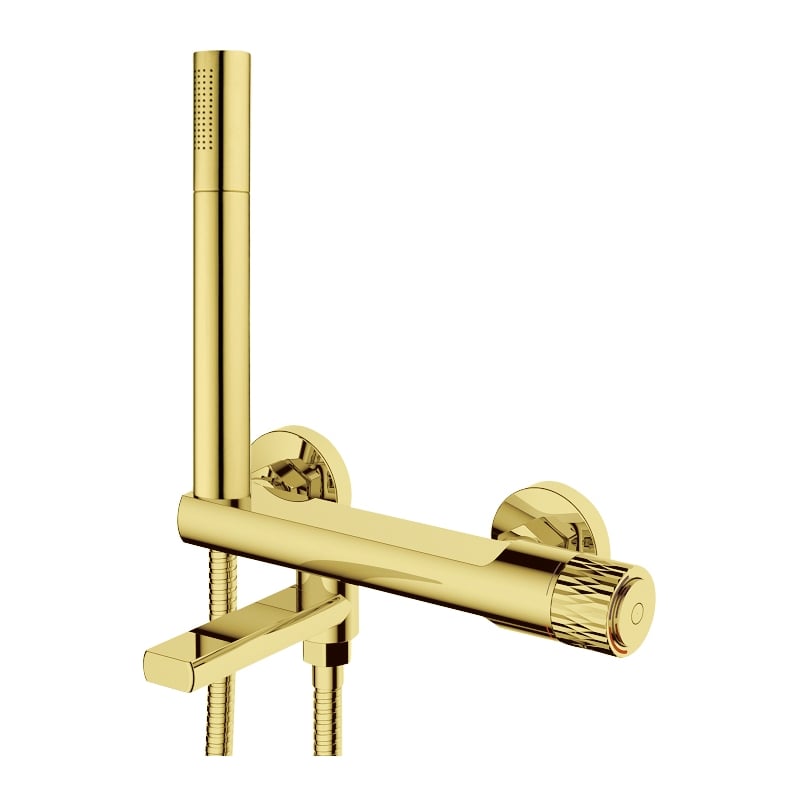 Mexen Diamond Duscharmatur für Badewanne mit Duschset, gold - 71530-50