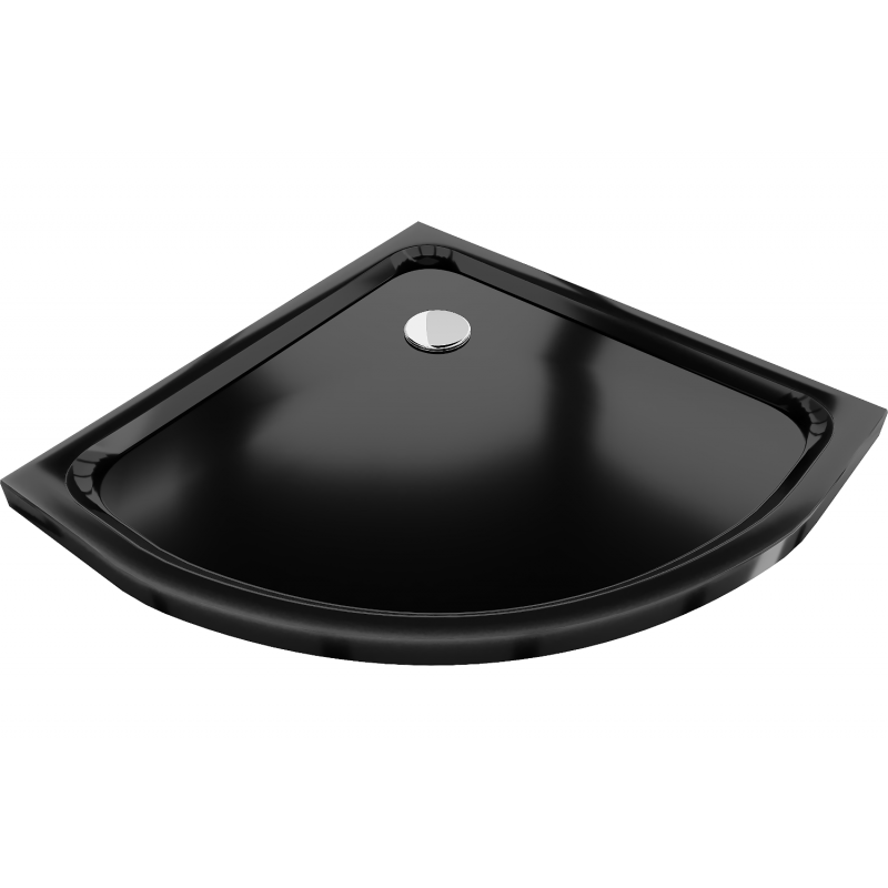 Mexen Flat Duschbecken halbkreisförmig slim 100 x 100 cm, schwarz, Chrom-Siphon - 41701010