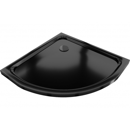 Mexen Flat Duschwanne halbkreisförmig slim 100 x 100 cm, schwarz, verchromter Syphon - 41701010B