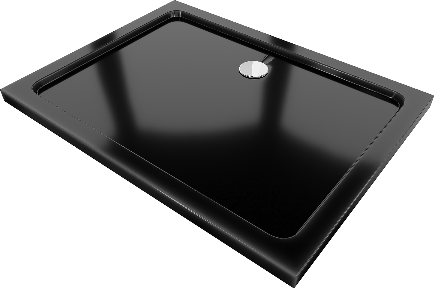 Mexen Flat rechteckige Duschwanne slim 130 x 90 cm, Schwarz, Siphon Chrom - 40709013