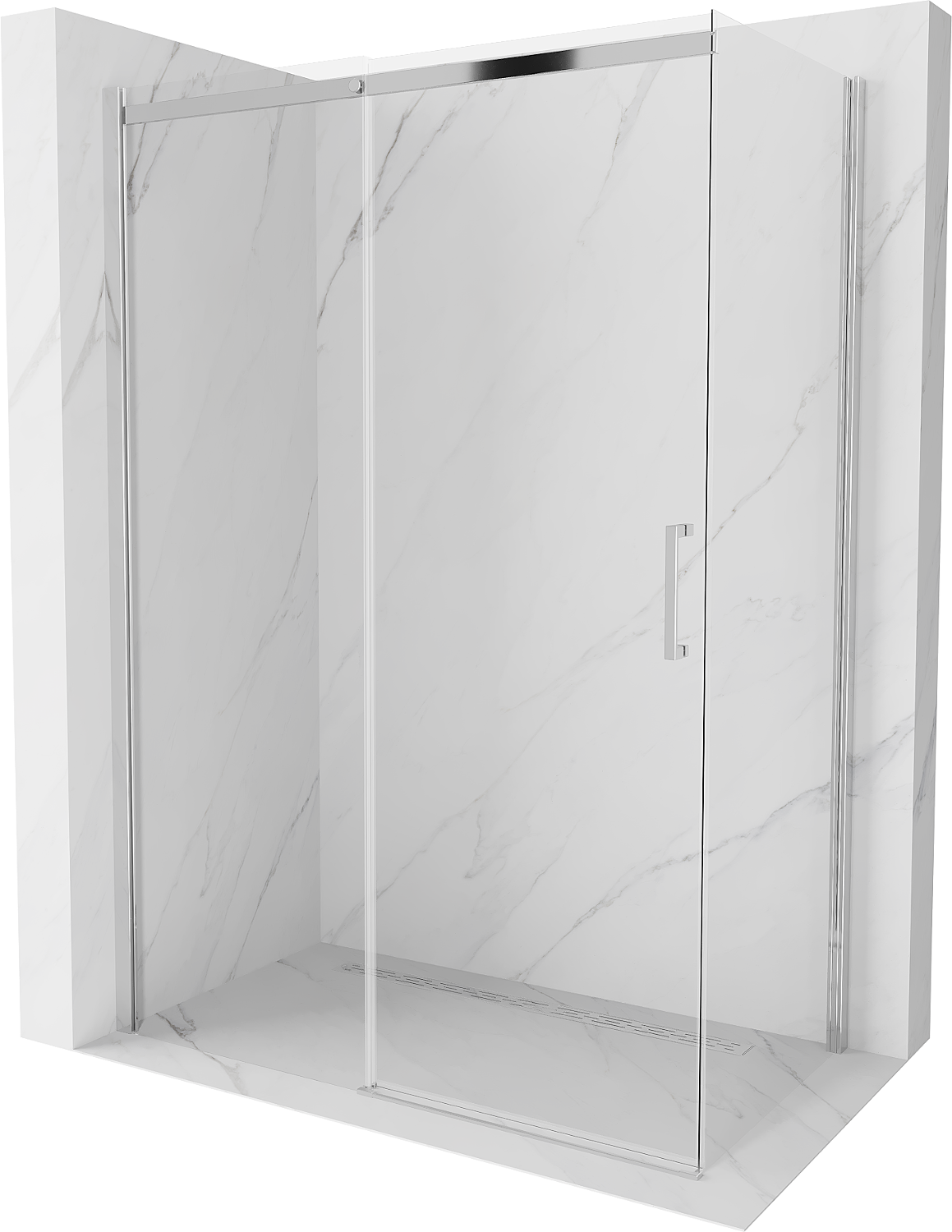 Mexen Omega ausziehbare Duschabtrennung 160 x 70 cm, Transparent, Chrom - 825-160-070-01-00