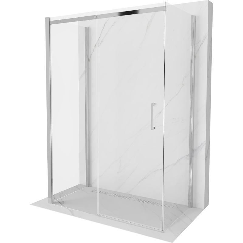 Mexen Omega Duschkabine 3-seitig, verschiebbar 140 x 80 cm, transparent, chrom - 825-140-080-01-00-3S