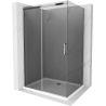 Mexen Omega ausziehbare Duschabtrennung 100 x 80 cm, Graphit, Chrom + Duschwanne Flat, bialy - 825-100-080-01-40-4010