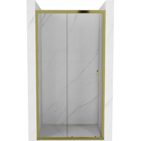 Mexen Apia ausziehbare Duschtür 135 cm, Transparent, Gold - 845-135-000-50-00