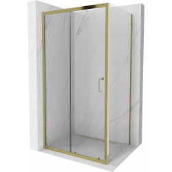 Mexen Apia ausziehbare Duschabtrennung 90 x 80 cm, Transparent, Gold - 840-090-080-50-00