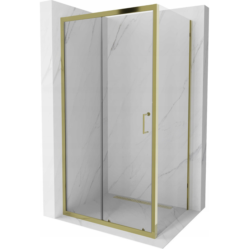 Mexen Apia ausziehbare Duschabtrennung 130 x 90 cm, Transparent, Gold - 840-130-090-50-00