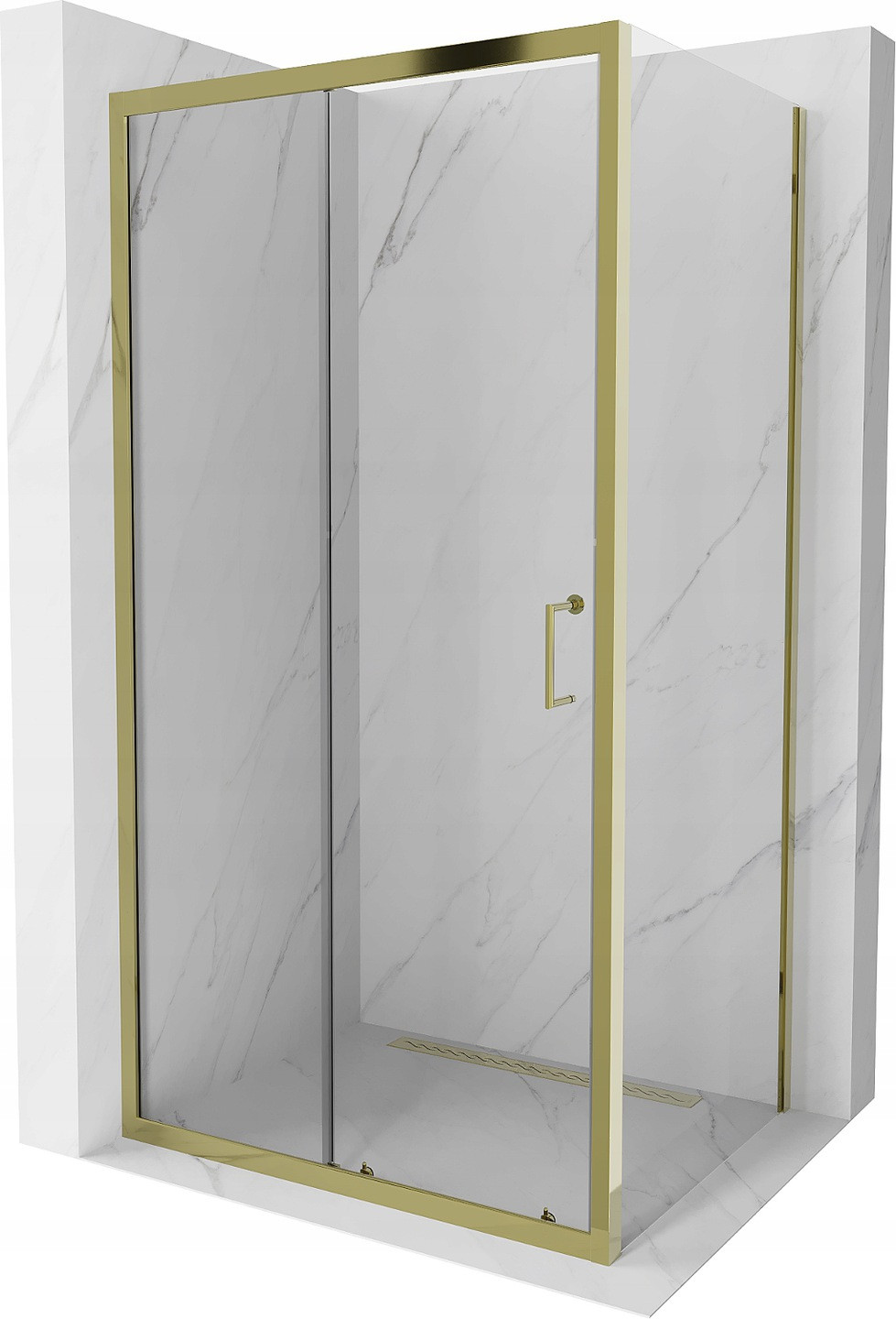 Mexen Apia ausziehbare Duschabtrennung 130 x 90 cm, Transparent, Gold - 840-130-090-50-00