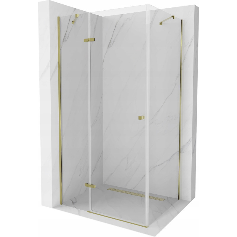 Mexen Roma kippbare Duschabtrennung 70 x 80 cm, Transparent, Gold - 854-070-080-50-00