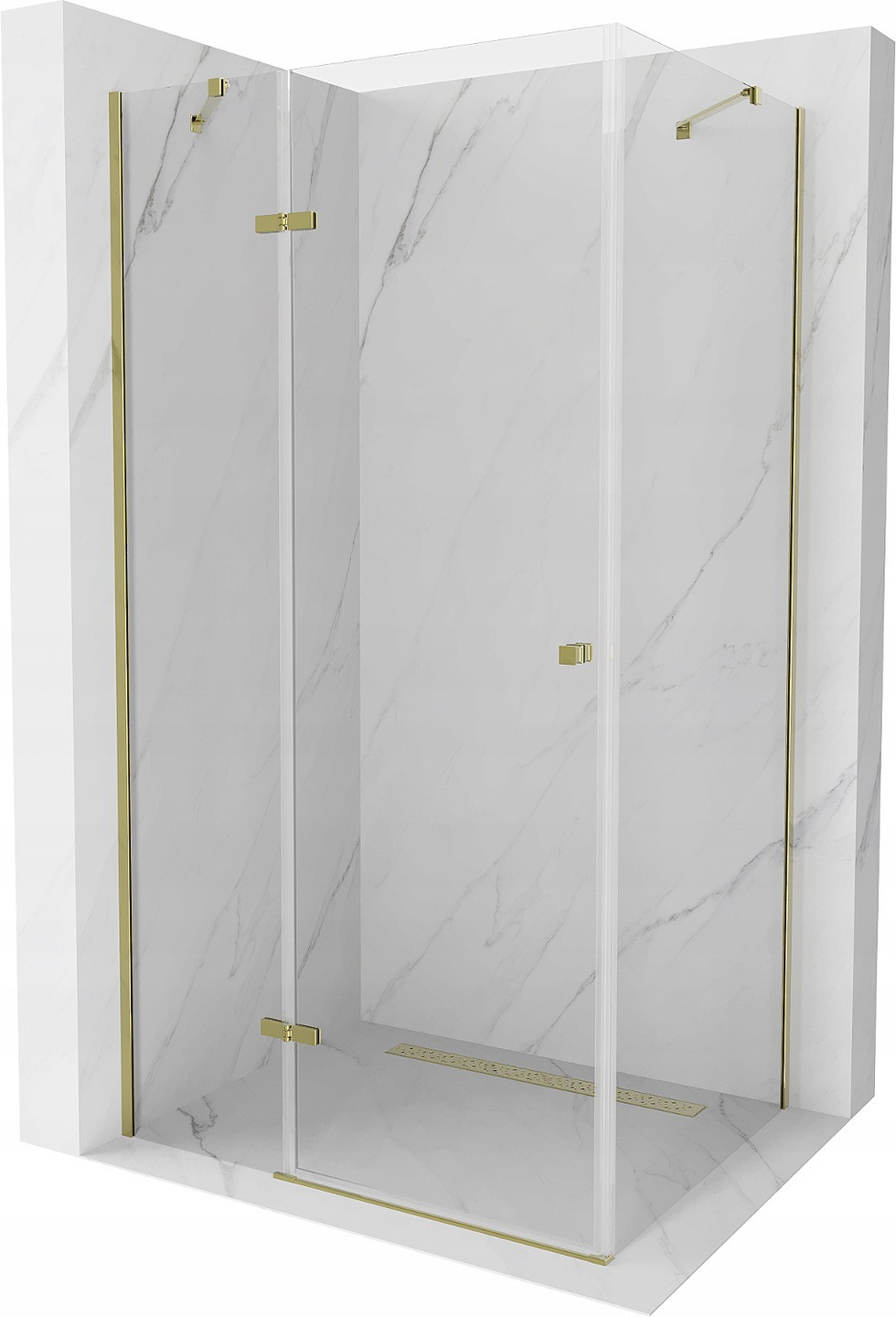 Mexen Roma kippbare Duschabtrennung 70 x 80 cm, Transparent, Gold - 854-070-080-50-00