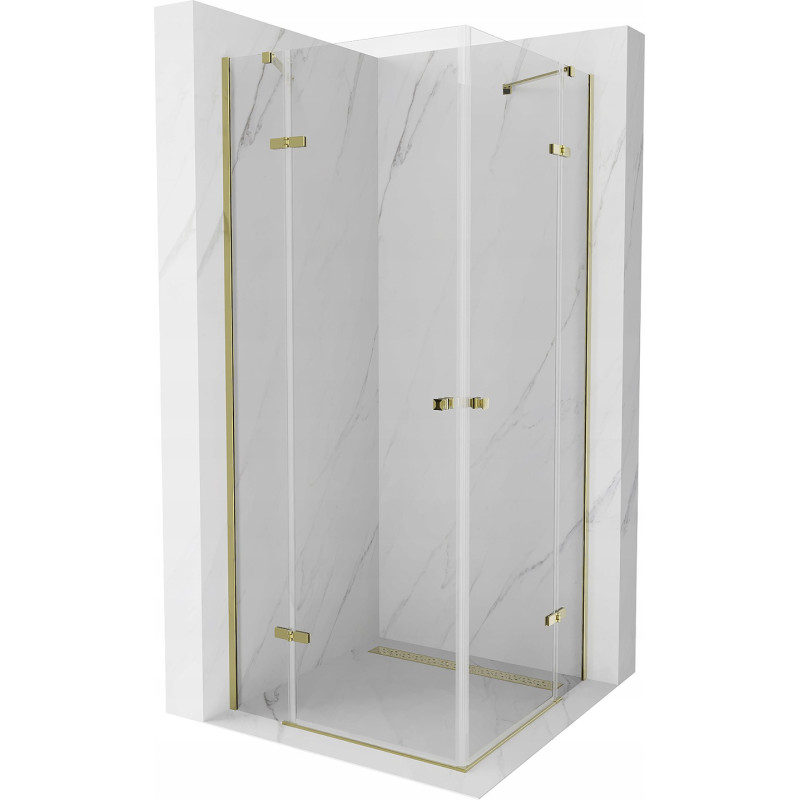 Mexen Roma Duo kippbare Duschabtrennung 70 x 70 cm, Transparent, Gold - 854-070-070-50-00-02