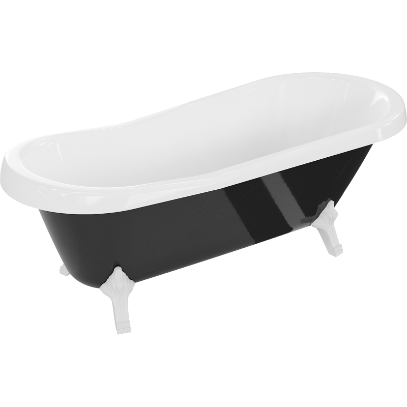 Mexen Retro freistehende Badewanne 170 x 75 cm, Weiß/Schwarz, weiße Beine - 53251707575-20