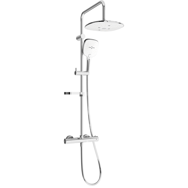 Mexen KX17 Brausegarnitur für Aufputzmontage mit Kopfbrause und Thermostatmischer, Chrom/Weiß - 771501791-02