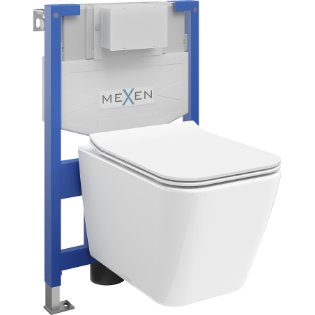 Mexen WC-Unterputzmontageset Felix XS-F Rahmen mit WC Cube mit Absenk-Automatik, Weiß - 68030924000