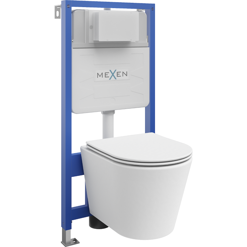 Mexen WC-Unterputzmontageset Felix Slim Rahmen mit WC Rico mit Absenk-Automatik, Weiß mat - 61030724001