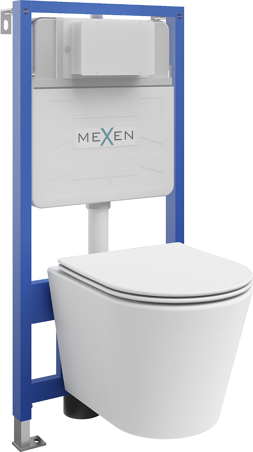 Mexen WC-Unterputzmontageset Felix Slim Rahmen mit WC Rico mit Absenk-Automatik, Weiß mat - 61030724001