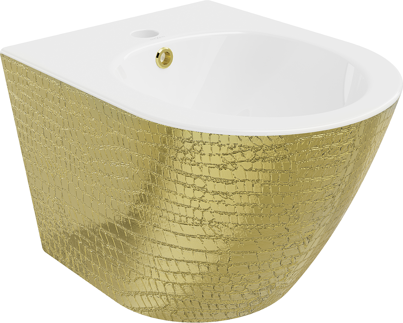 Mexen Lena wandmontiertes Bidet, Weiß/Gold Schuppenmuster - 35224808