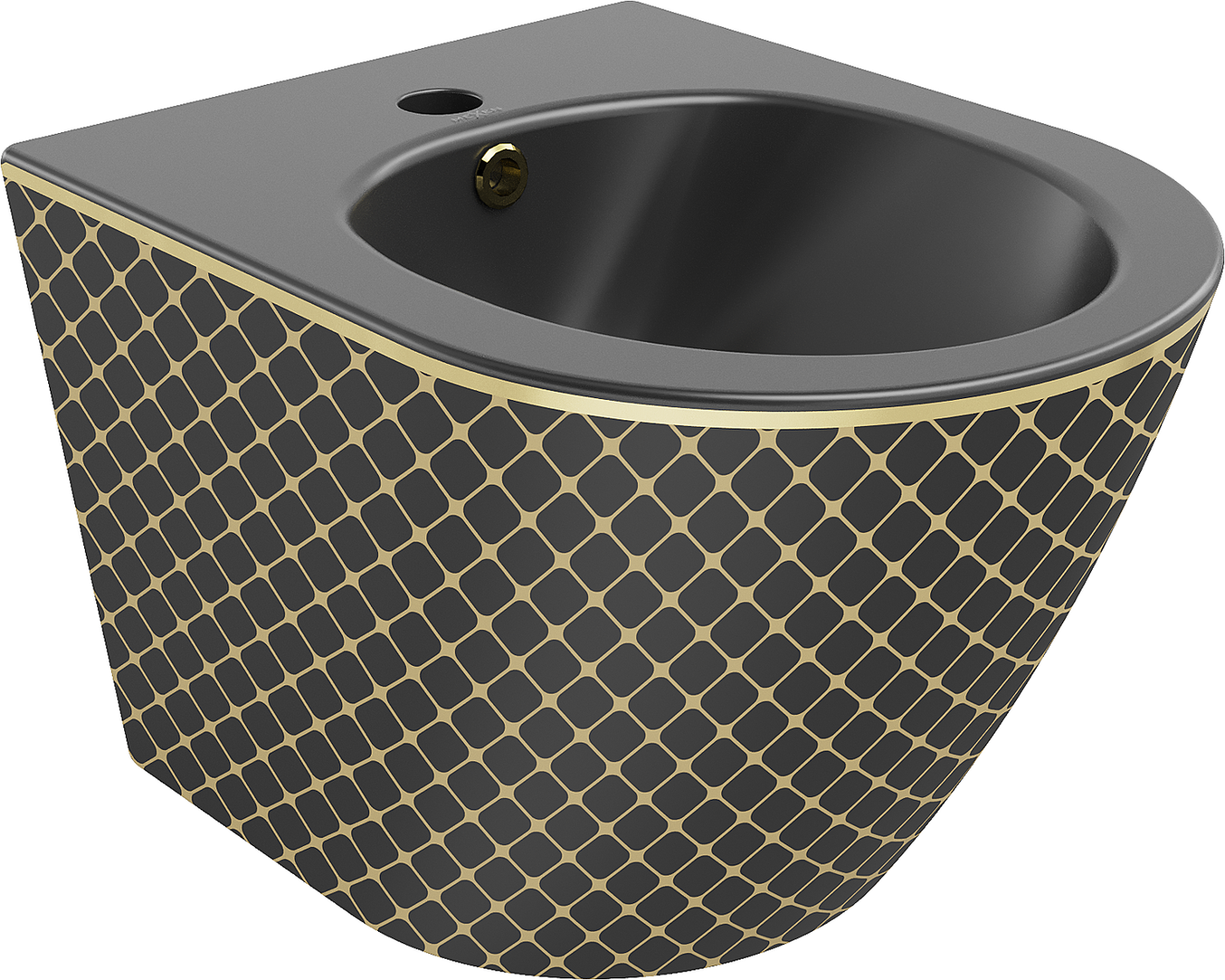 Mexen Lena wandmontiertes Bidet, Schwarz matt/Gold Gittermuster - 35224879