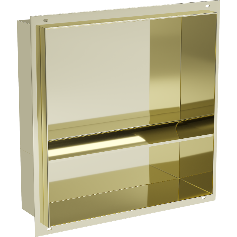 Mexen X-Wall-NR Einbauregal ohne Rahmen mit Ablage 30 x 30 cm, Gold - 1951303010S