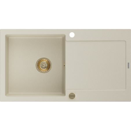 Mexen Leo Granitspüle mit einem Becken und einer Abtropffläche 900 x 500 mm, Beige, Siphon Gold - 6501901010-69-G