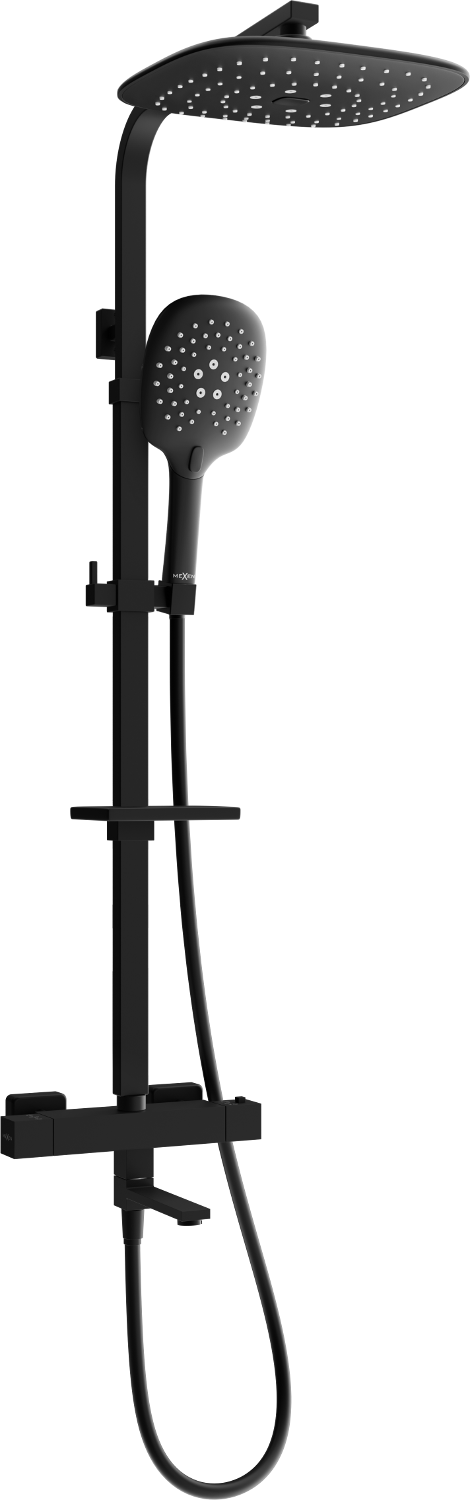 Mexen CQ22 Badewannen-/Brausegarnitur mit Kopfbrause und Thermostatmischer, Schwarz - 779102295-70