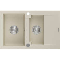 Mexen Gaspar 1,5-Becken-Granitspüle mit kurzer Abtropffläche 737 x 475 mm, Beige - 6507731505-69